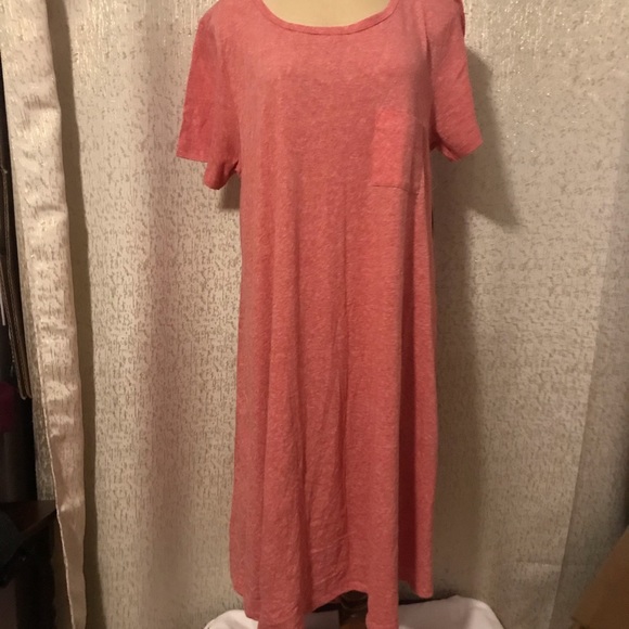 LuLaRoe Dresses & Skirts - LulaRoe Red Orange Marbled Hi Low Carly Dress, XL